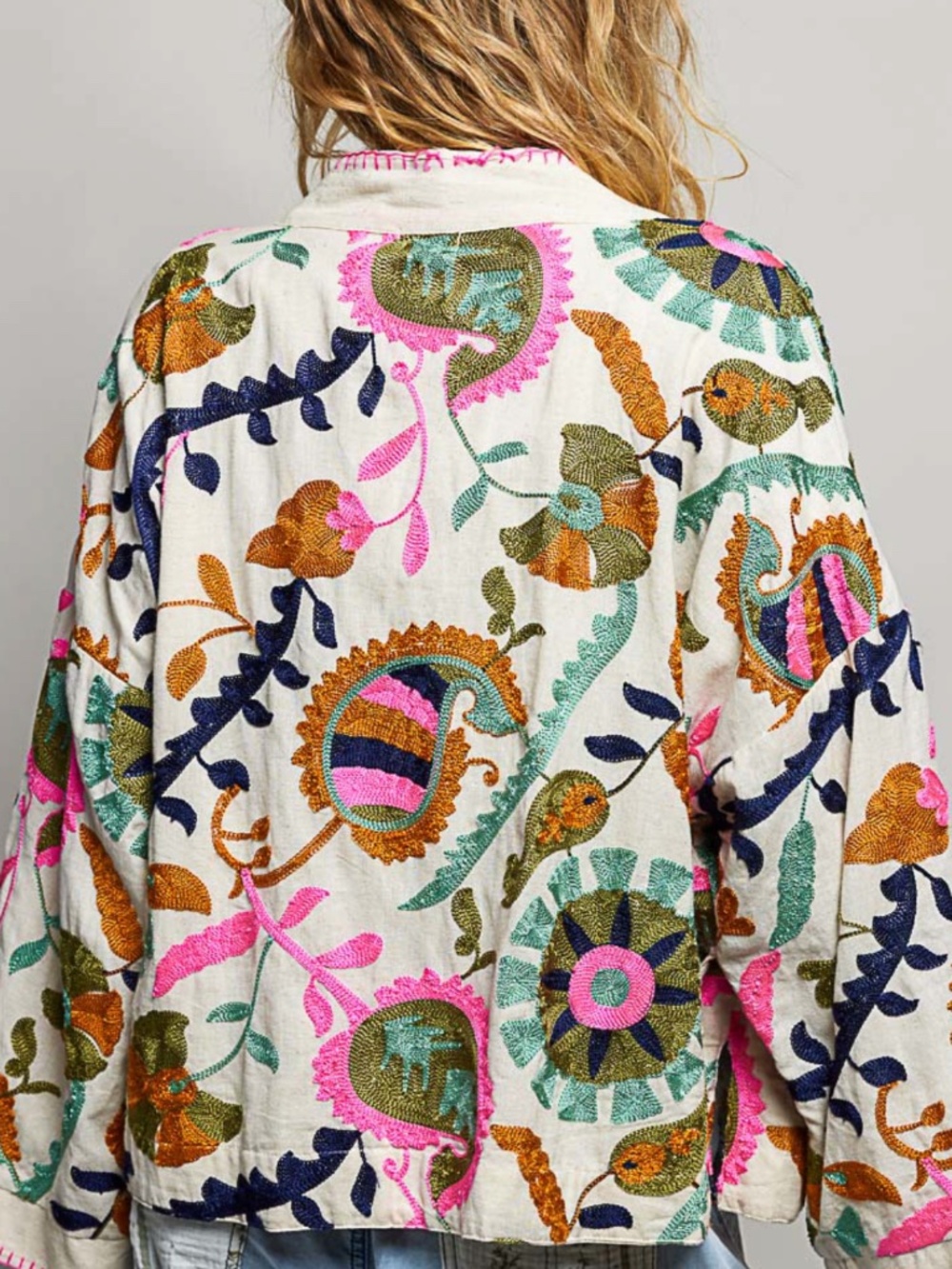 POL Multicolor Floral Embroidered Open Front Cardigan - Picture 7 of 10